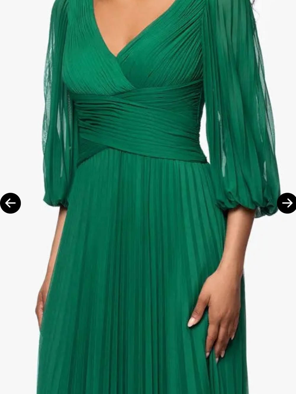 Adam Emerald Green Pleated V-Neck Maxi Dress - Picture 4 of 7